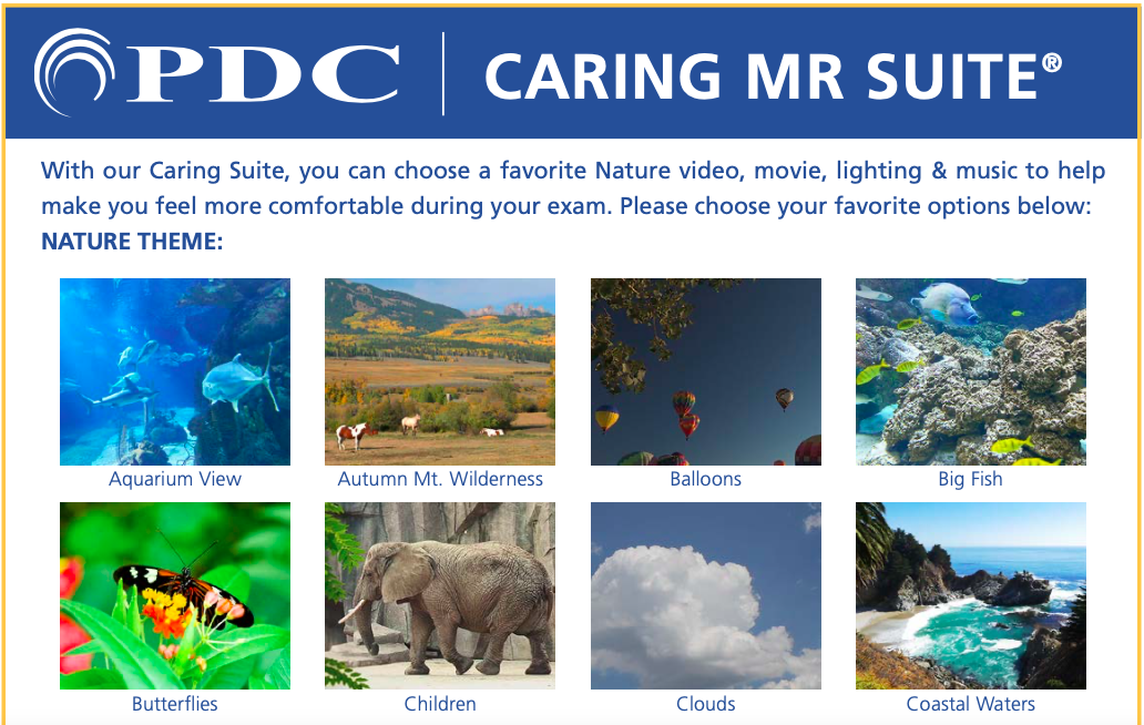 Caring MR Suite Nature Theme Videos featuring original 4K videography created to improve patient experience