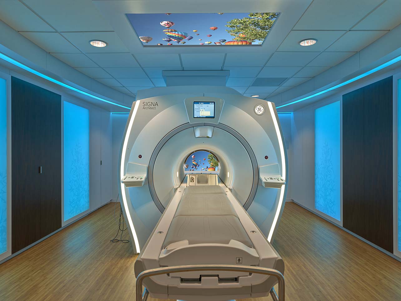 Caring MR Suite® with MRI In-Bore Viewing Video Display, MRI LED RGB Lighting + 4K Video Display for personalized patient experience and to reduce MRI sedation and anesthesia
